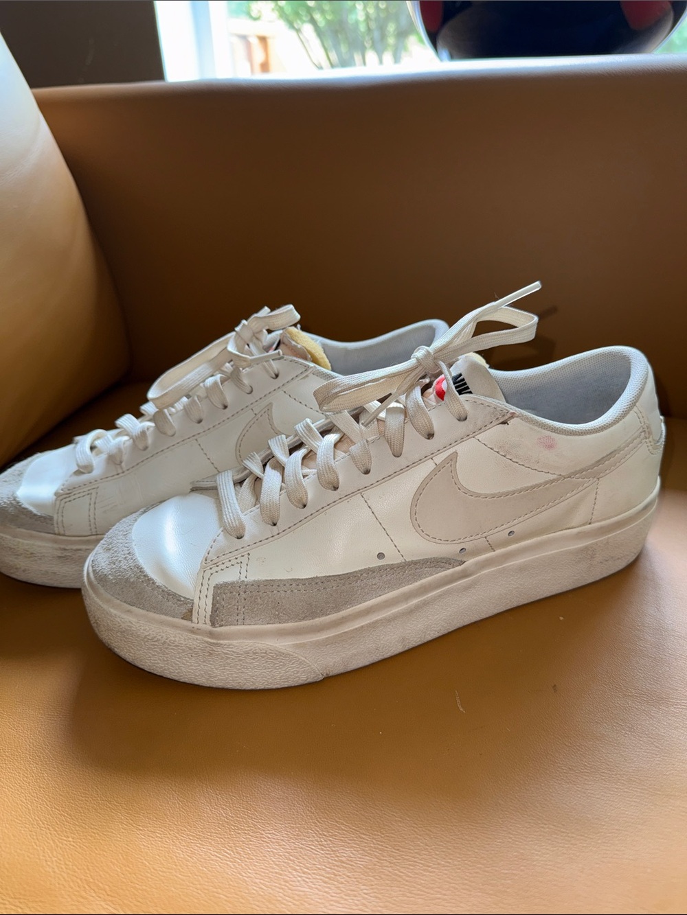 Nike Women’s White and Light Gray Platform Low-Top Sneakers